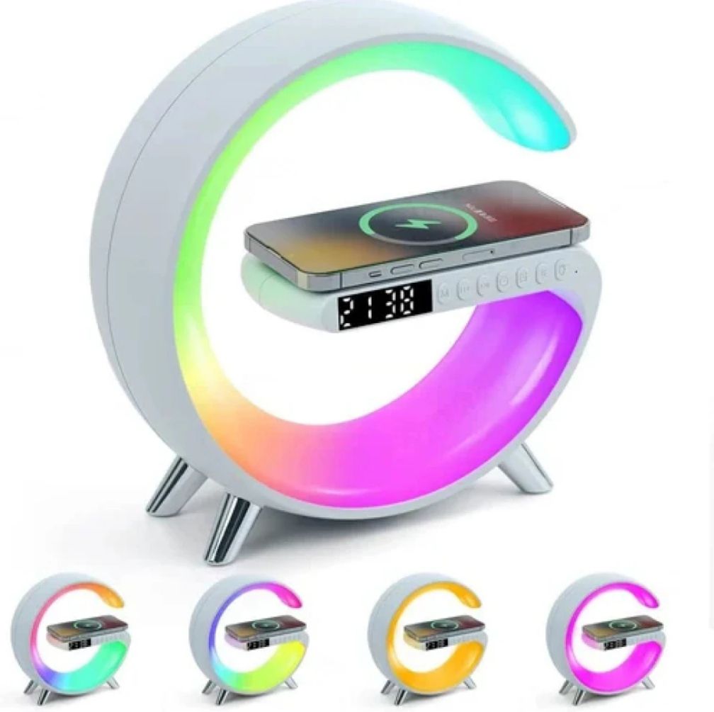 G11 G Shape Bluetooth Speaker Multifunctional Lamp Digital Alarm Wirless Charging Memory Card Supported