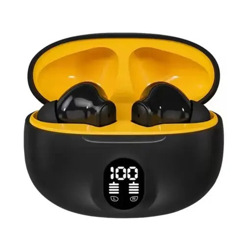 TWS Smart Sports Wireless Earbuds with LED Display & ENC Noise Cancellation | Fast Charging Bluetooth Headphones (With Cable - With Box - Random Color)