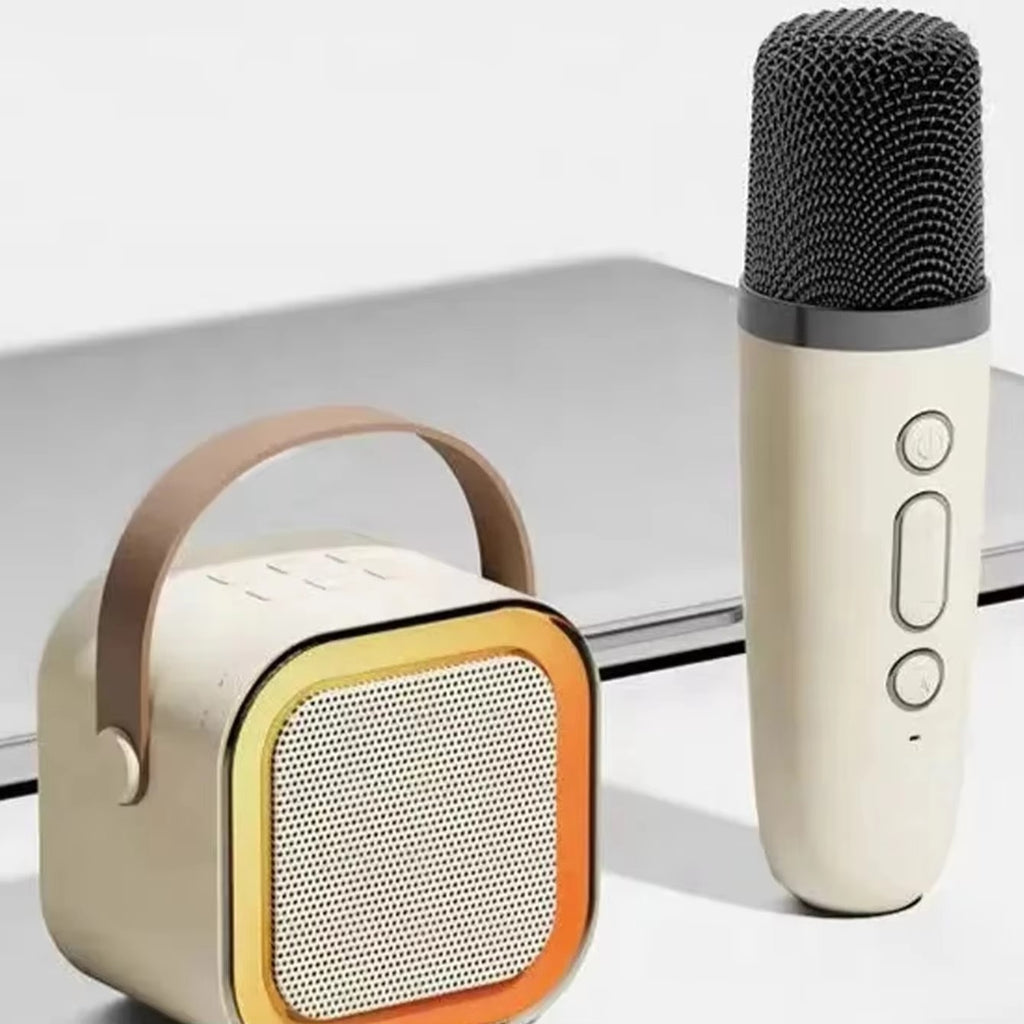 K12 Portable Bluetooth Speaker with Wireless Mic | RGB LED Lights | High Bass Rechargeable Karaoke Speaker for Kids, Home & Outdoor Parties