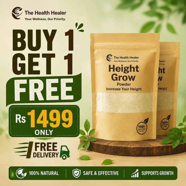 BUY 1 GET 1 FREE Height Grow Veda | Health Healer Height Growth Powder Organic