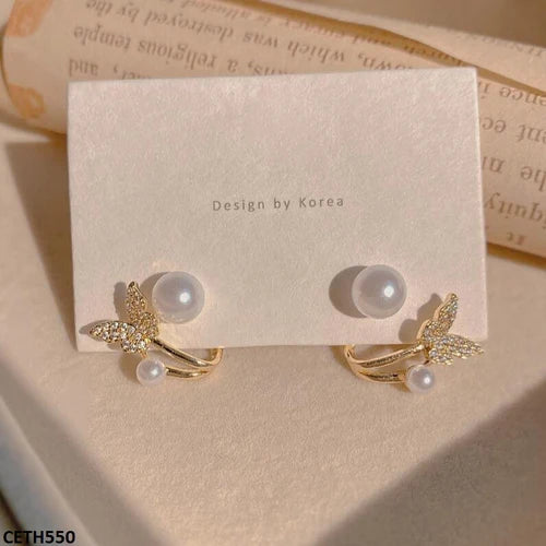 Butterfly/Pearl Stud Tops Pair Trendy for Women Stylish & Elegant Design