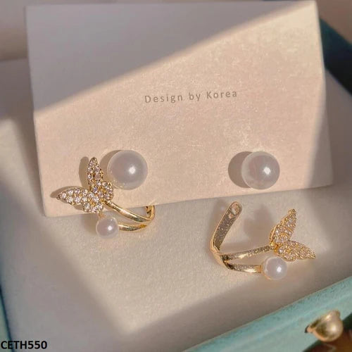 Butterfly/Pearl Stud Tops Pair Trendy for Women Stylish & Elegant Design