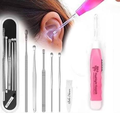 Ear Wax Cleaning Kit, 6 Pcs Ear Pick Tools, Wax Removal Kit, Ear Cleaning Tool Set, Spring Earwax Cleaner Tool for Children and Adult Multicolor