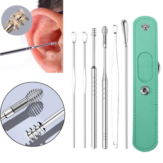 Ear Wax Cleaning Kit, 6 Pcs Ear Pick Tools, Wax Removal Kit, Ear Cleaning Tool Set, Spring Earwax Cleaner Tool for Children and Adult Multicolor