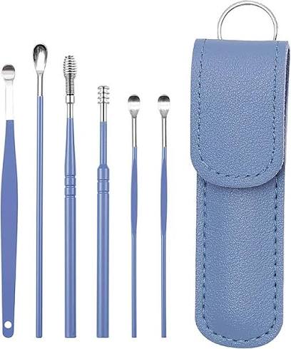 Ear Wax Cleaning Kit, 6 Pcs Ear Pick Tools, Wax Removal Kit, Ear Cleaning Tool Set, Spring Earwax Cleaner Tool for Children and Adult Multicolor