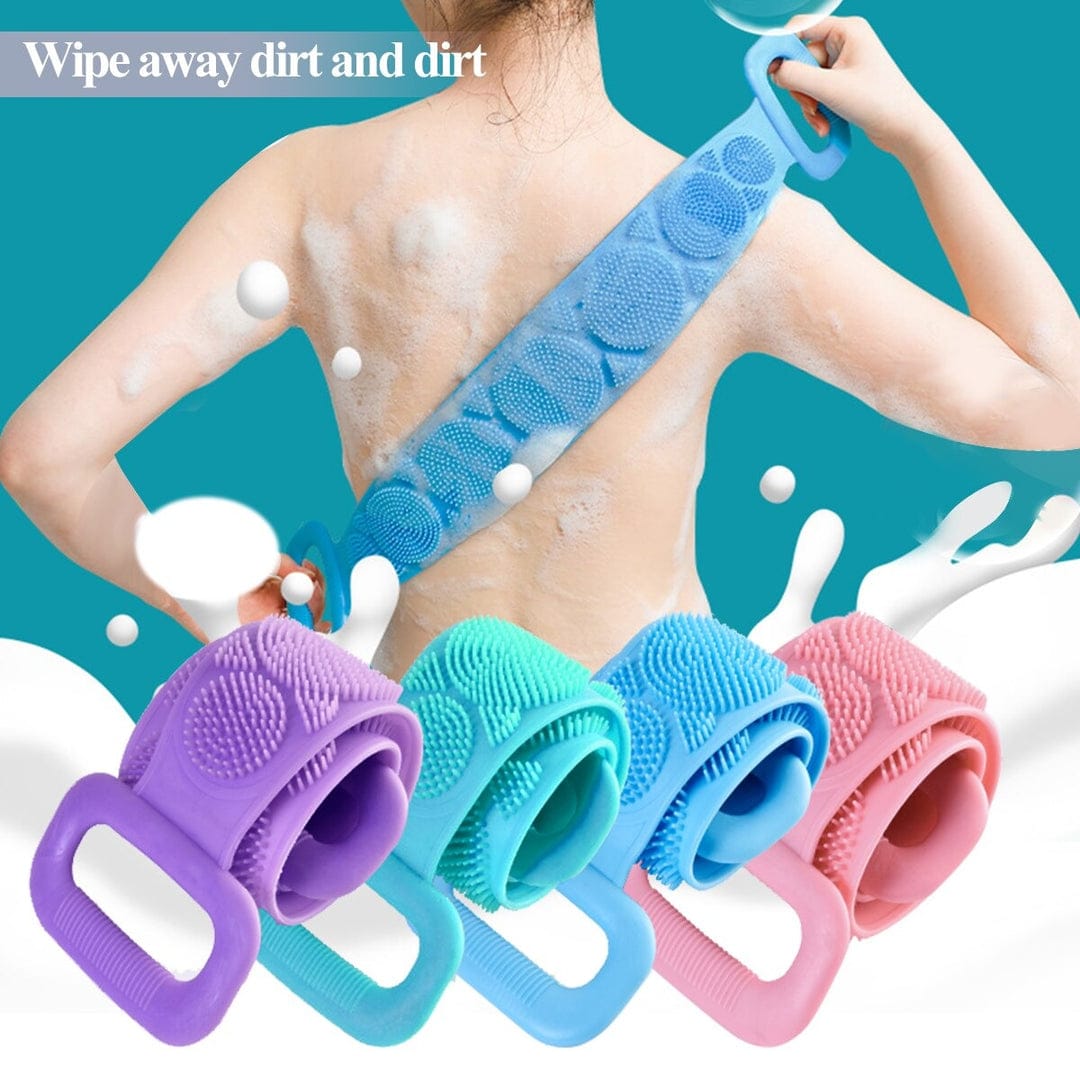 Buy 1 Get 1 FREE  Dealsure Silicone Body Back Scrubber, Double Side Bathing Brush for Skin Deep Cleaning Massage, Dead Skin Removal Exfoliating Belt for Shower, for Men & Women (Multicolor)