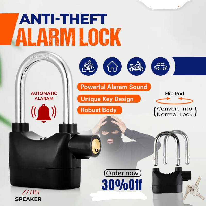 Anti-Theft Alarm Lock with Motion Sensor, Secure Lock Alarm for Home,Byke, Office, Motorcycle.